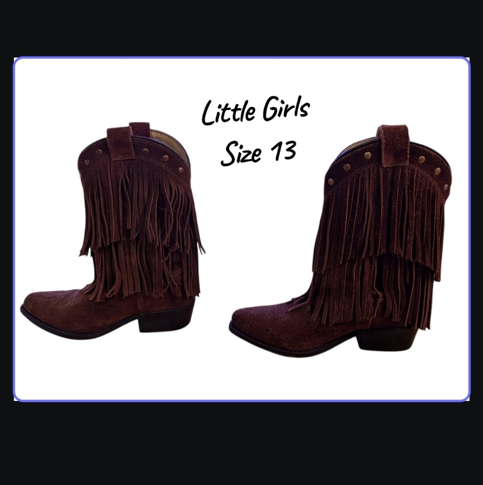 Girls' Brown Fringe Cowboy Boots